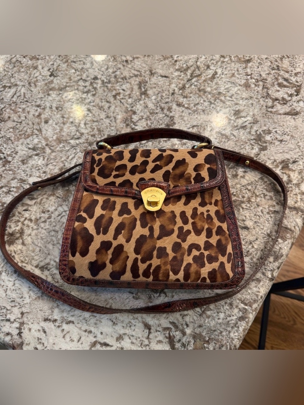 Brahmin Leopard & Brown Leather Bag
